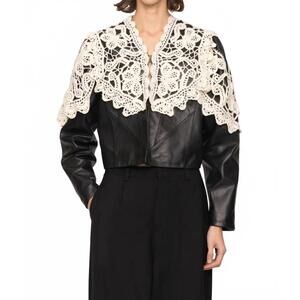 NEW SEA gwen leather jacket in black